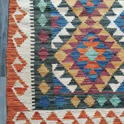 Classic Kilim Rug, Handmade Artisan Afghan Turkish Scandinavian Navajo Bohemian Wool Flatweave Multicolour Rug 116x79 cm - thumbnail 2