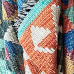 Classic Kilim Rug, Handmade Artisan Afghan Turkish Scandinavian Navajo Bohemian Wool Flatweave Multicolour Rug 116x79 cm - thumbnail 4
