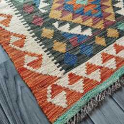 Classic Kilim Rug, Handmade Artisan Afghan Turkish Scandinavian Navajo Bohemian Wool Flatweave Multicolour Rug 116x79 cm - thumbnail 3