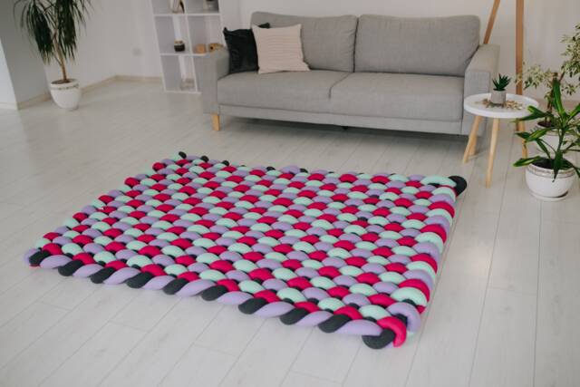 Braided Rug Mat Colorful Handmade Floor Seating Custom - image 1