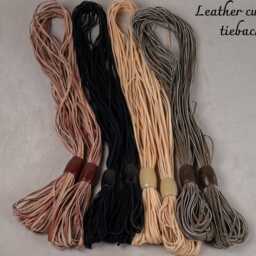 Modern Faux Leather Curtain Holdback - Minimal Wall Mounted Strap Tieback Scandinavian Window Decor 1M Length - thumbnail 2