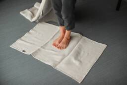 Waffle Linen Bath Mat Organic Cotton Blend, Absorbent Shower Rug