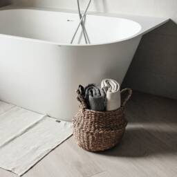 Waffle Linen Bath Mat Organic Cotton Blend, Absorbent Shower Rug - thumbnail 2