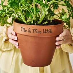 Personalised Mr & Mrs Terracotta Plant Pot - Engraved Wedding Gift - thumbnail 2
