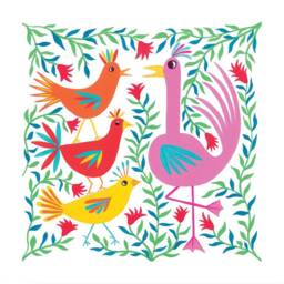 Illustrated Birds Gicl??e Print Colourful Square Wall Art - thumbnail 2