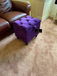 Purple Velvet Ottoman Stool With Storage, Handmade Footstool - thumbnail 3