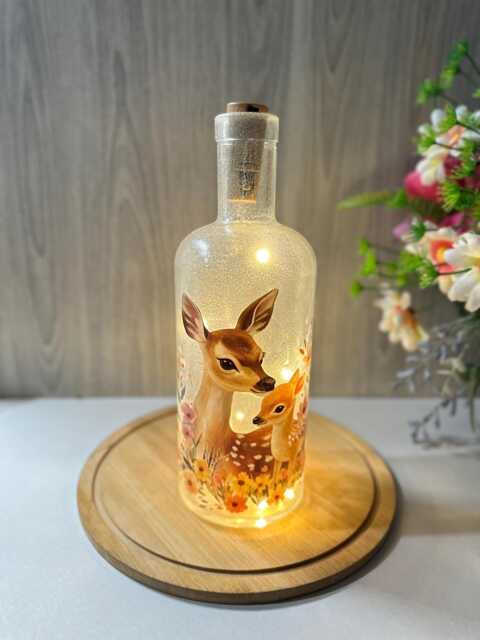 Deer Bottle Lamp With Led Lights, Decorative Light Up , Home Decor - image 1