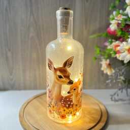 Deer Bottle Lamp With Led Lights, Decorative Light Up , Home Decor - thumbnail 3