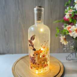 Deer Bottle Lamp With Led Lights, Decorative Light Up , Home Decor - thumbnail 2