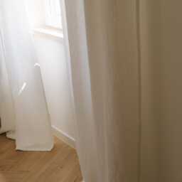 White Linen Curtain Panel Semi Sheer Rod Pocket, Handmade in Poland - thumbnail 2