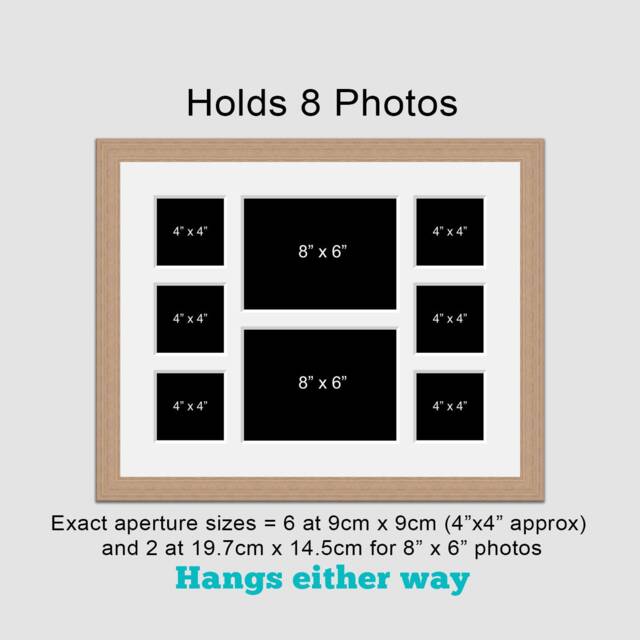 Oak Veneer Multi Photo Frame - Holds 8 Photos - image 1