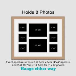 Oak Veneer Multi Photo Frame - Holds 8 Photos
