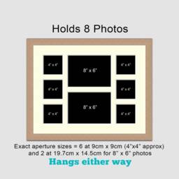 Oak Veneer Multi Photo Frame - Holds 8 Photos - thumbnail 2