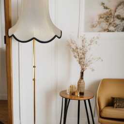 Traditional Cream Fabric Lampshade Handmade For Table & Floor Standard Lamp Bases, Wall Light Fixtures, Ceiling Fittings - thumbnail 2
