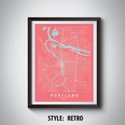 Portland Oregon Map Art Print 1940S Style Travel Poster - thumbnail 4