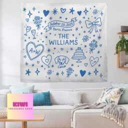 Personalized Wedding Tapestry Custom Bride Gift With Pet - thumbnail 1