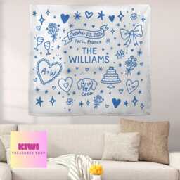 Personalized Wedding Tapestry Custom Bride Gift With Pet - thumbnail 2