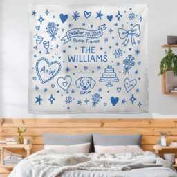 Personalized Wedding Tapestry Custom Bride Gift With Pet - thumbnail 4