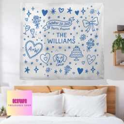 Personalized Wedding Tapestry Custom Bride Gift With Pet - thumbnail 3
