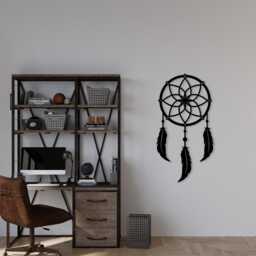 Dreamcatcher Black Metal Wall Art, Boho Feather Decor For Bedrooms, Unique Birthday Gifts - thumbnail 2