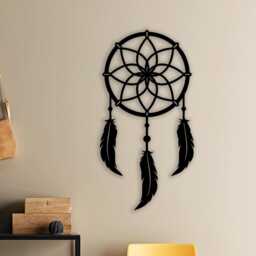 Dreamcatcher Black Metal Wall Art, Boho Feather Decor For Bedrooms, Unique Birthday Gifts - thumbnail 1