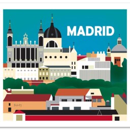 Madrid Skyline Art Print, Artwork, Wall Art, Horizontal, Spain Gift, Spanish Decor, Print, Style E8-O-Mad - thumbnail 3