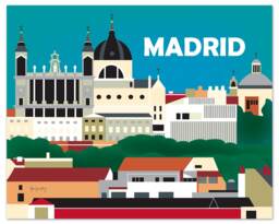 Madrid Skyline Art Print, Artwork, Wall Art, Horizontal, Spain Gift, Spanish Decor, Print, Style E8-O-Mad - thumbnail 1