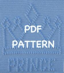 Prince Crown Baby Blanket Pattern - Crochet Security Snuggle Carseat Or Stroller - thumbnail 1