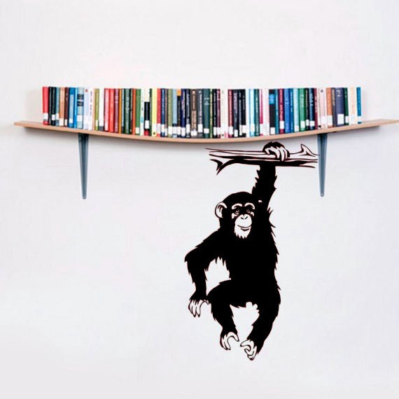 Monkey Chimp Vinyl Wall Art Decals Funny Sticker Tropical Animals Jungle Mammal Home Decor - image 1