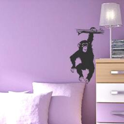 Monkey Chimp Vinyl Wall Art Decals Funny Sticker Tropical Animals Jungle Mammal Home Decor - thumbnail 2