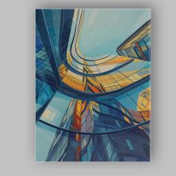 Modern Abstract Glass Skyscraper Architectural Perspective Canvas Wall Art Print Decor Picture Ready To Hang - thumbnail 1