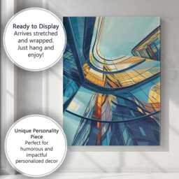 Modern Abstract Glass Skyscraper Architectural Perspective Canvas Wall Art Print Decor Picture Ready To Hang - thumbnail 3