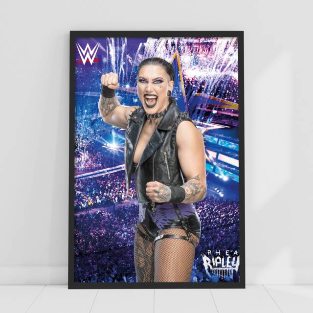 Wwe Print - Rhea Ripley Crowd Poster Wrestling Wall Art - image 1