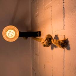 Handmade Rope Wall Lamp Rustic Wooden Sconce, Coastal Decor - thumbnail 3