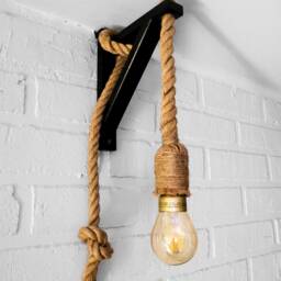 Handmade Rope Wall Lamp Rustic Wooden Sconce, Coastal Decor - thumbnail 2