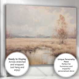 Pastel Wetland Reflection Landscape Serene Nature Canvas Wall Art Print Decor Picture Ready To Hang - thumbnail 3