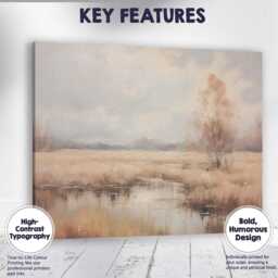 Pastel Wetland Reflection Landscape Serene Nature Canvas Wall Art Print Decor Picture Ready To Hang - thumbnail 1