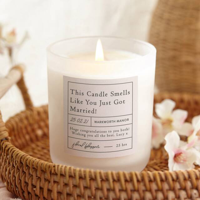 Personalized Wedding Gift Candle, Soy Wax, Frosted Glass - image 1