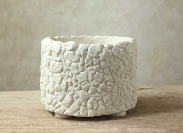 White Pot For Caudex, Succulents, Cacti/Rustic & Natural Style Size 17 cm - Width X 13 - Height. Two Versions - image 1