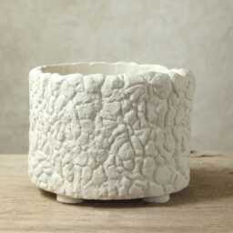 White Pot For Caudex, Succulents, Cacti/Rustic & Natural Style Size 17 cm - Width X 13 - Height. Two Versions - thumbnail 2