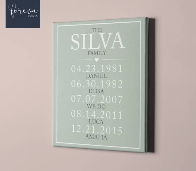 Family Name Wall Art Custom Canvas - Personalized Sign Wife Christmas Gift Important Dates Anniversary Idea - image 1