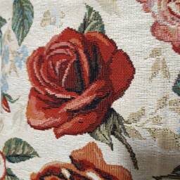 Cream Jacquard Tapestry Cushion Cover With Eternal Roses Motif 45x45 cm. Interior Decoration - Housewarming Birthday - thumbnail 2