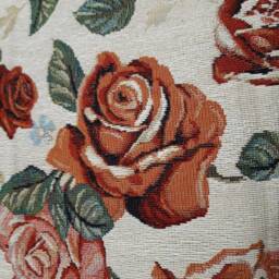 Cream Jacquard Tapestry Cushion Cover With Eternal Roses Motif 45x45 cm. Interior Decoration - Housewarming Birthday - thumbnail 3