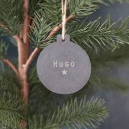 Personalised Slate Christmas Bauble Engraved Holiday Ornament - thumbnail 2