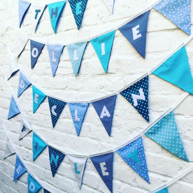 Personalised Name Bunting, Personalized Bunting, Baby Name Blue Baby Pink Shower Decor - image 1