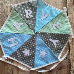 Personalised Name Bunting, Personalized Bunting, Baby Name Blue Baby Pink Shower Decor - thumbnail 3