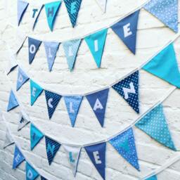 Personalised Name Bunting, Personalized Bunting, Baby Name Blue Baby Pink Shower Decor - thumbnail 1