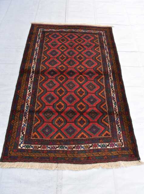 6??4Ft Handwoven Baluchi Rug - Tribal Geometric Wool Carpet Boho - image 1