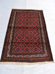 6??4Ft Handwoven Baluchi Rug - Tribal Geometric Wool Carpet Boho - thumbnail 1