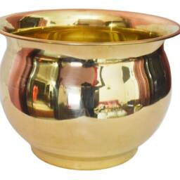 Handcrafted Brass Planter With Stand - Golden Plant Container With-Stand Flower Pot For Indoor/Outdoor - thumbnail 2